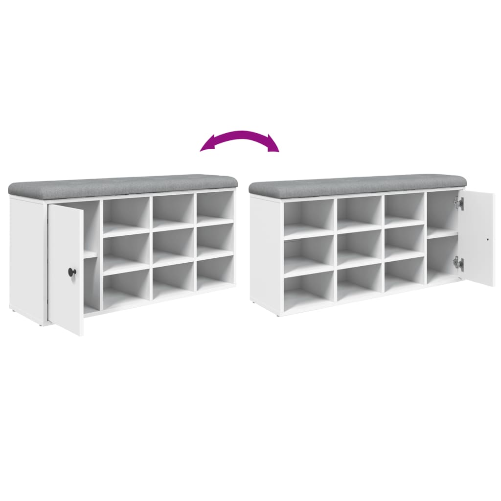 Shoe Bench White 102x32x50 cm Engineered Wood