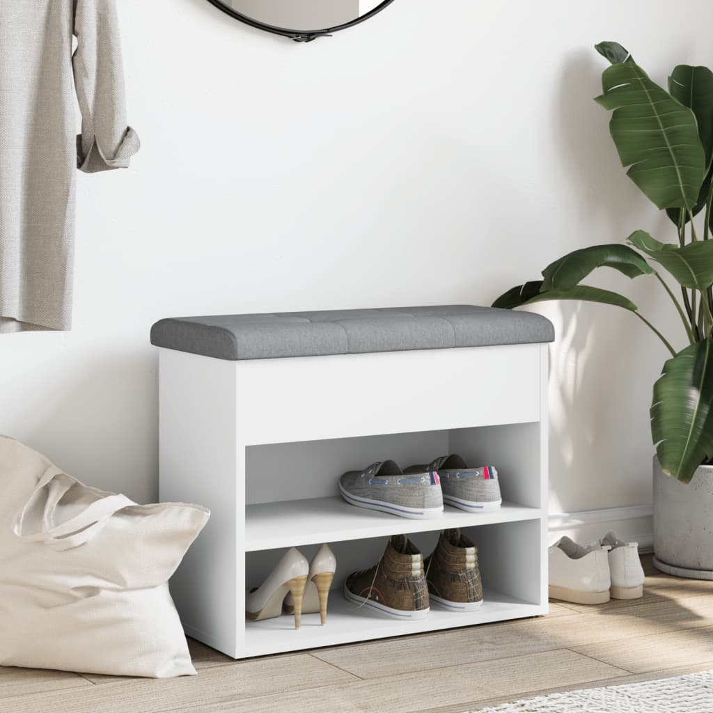 Shoe Bench White 62x32x50 cm Engineered Wood