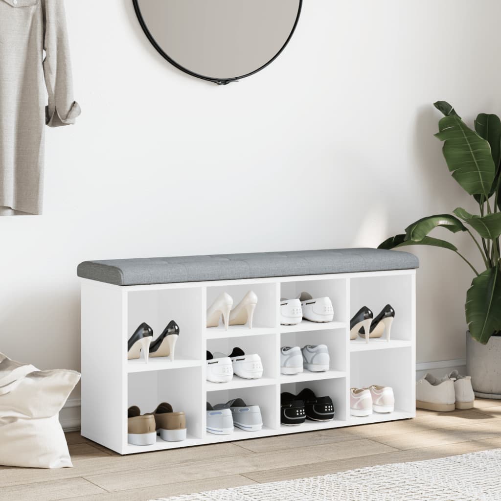 Shoe Bench White 102x32x50 cm Engineered Wood