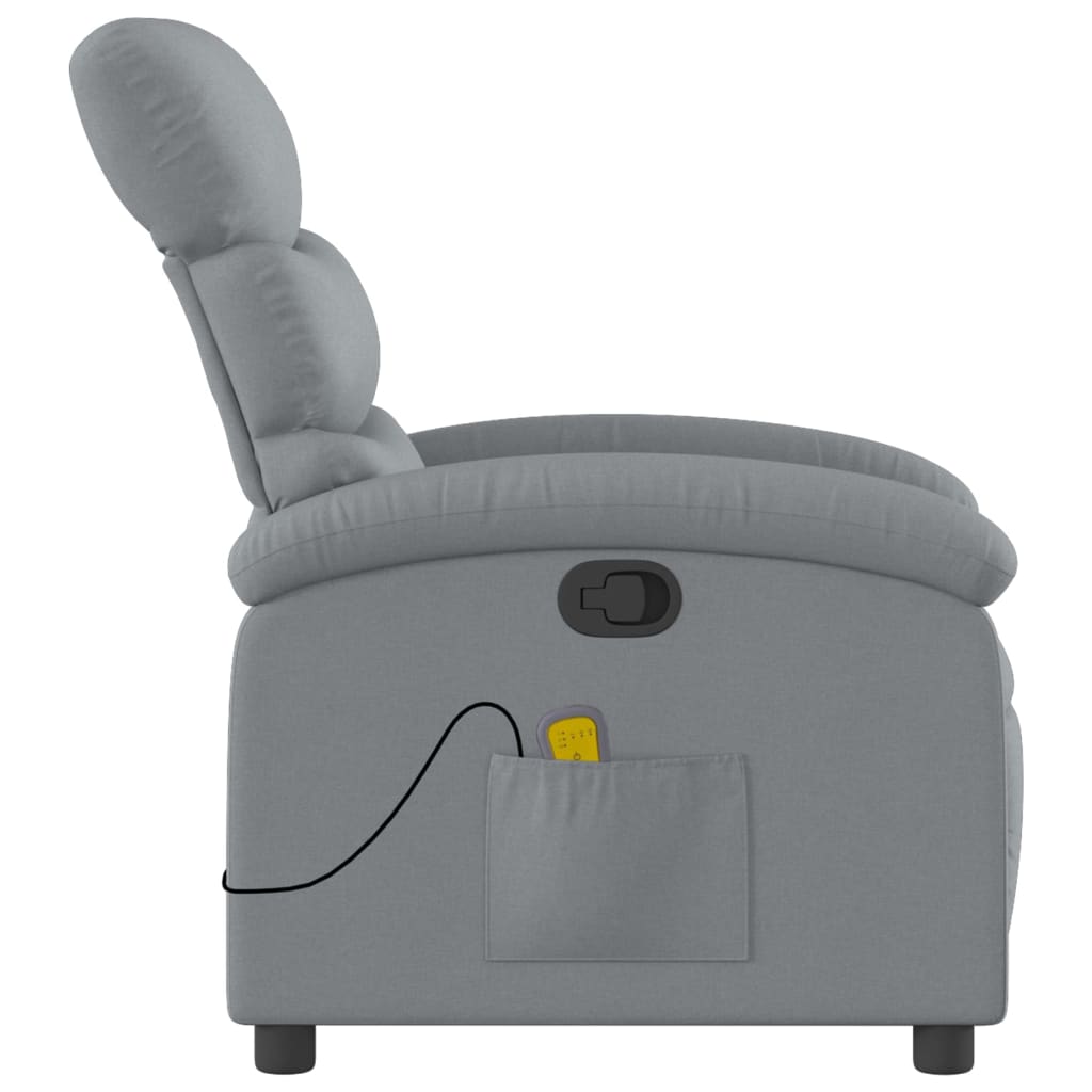 Massage Recliner Chair Light Grey Fabric