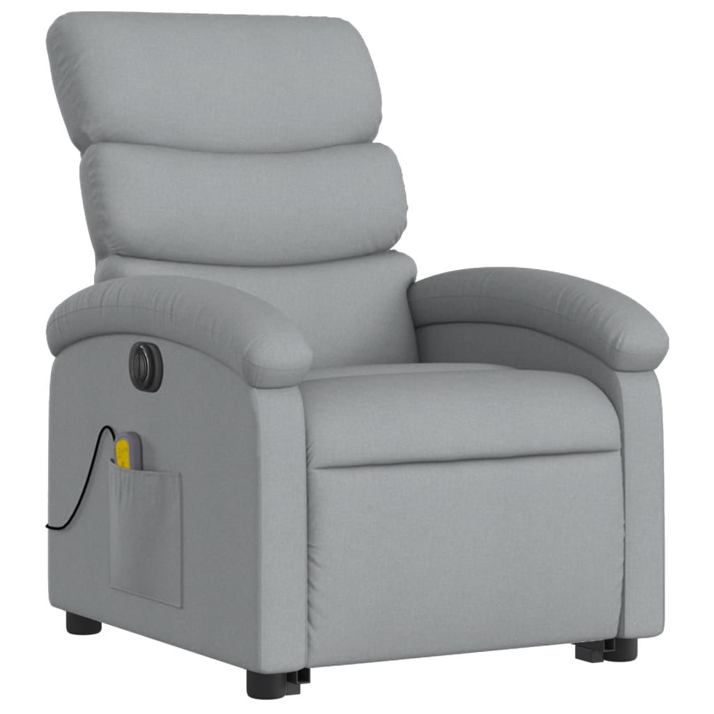 Electric Stand up Massage Recliner Chair Light Grey Fabric