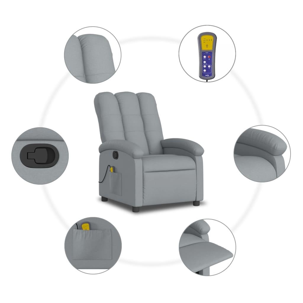 Massage Recliner Chair Light Grey Fabric