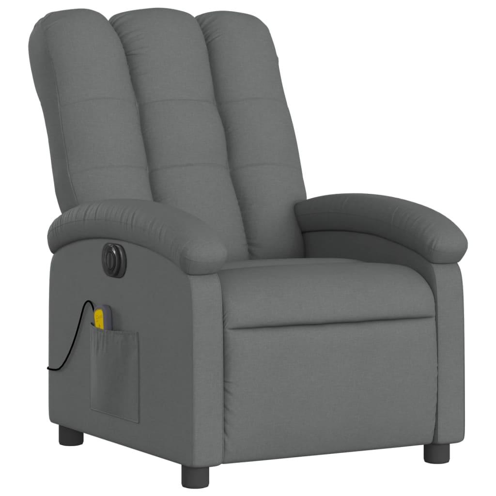 Electric Massage Recliner Chair Dark Grey Fabric