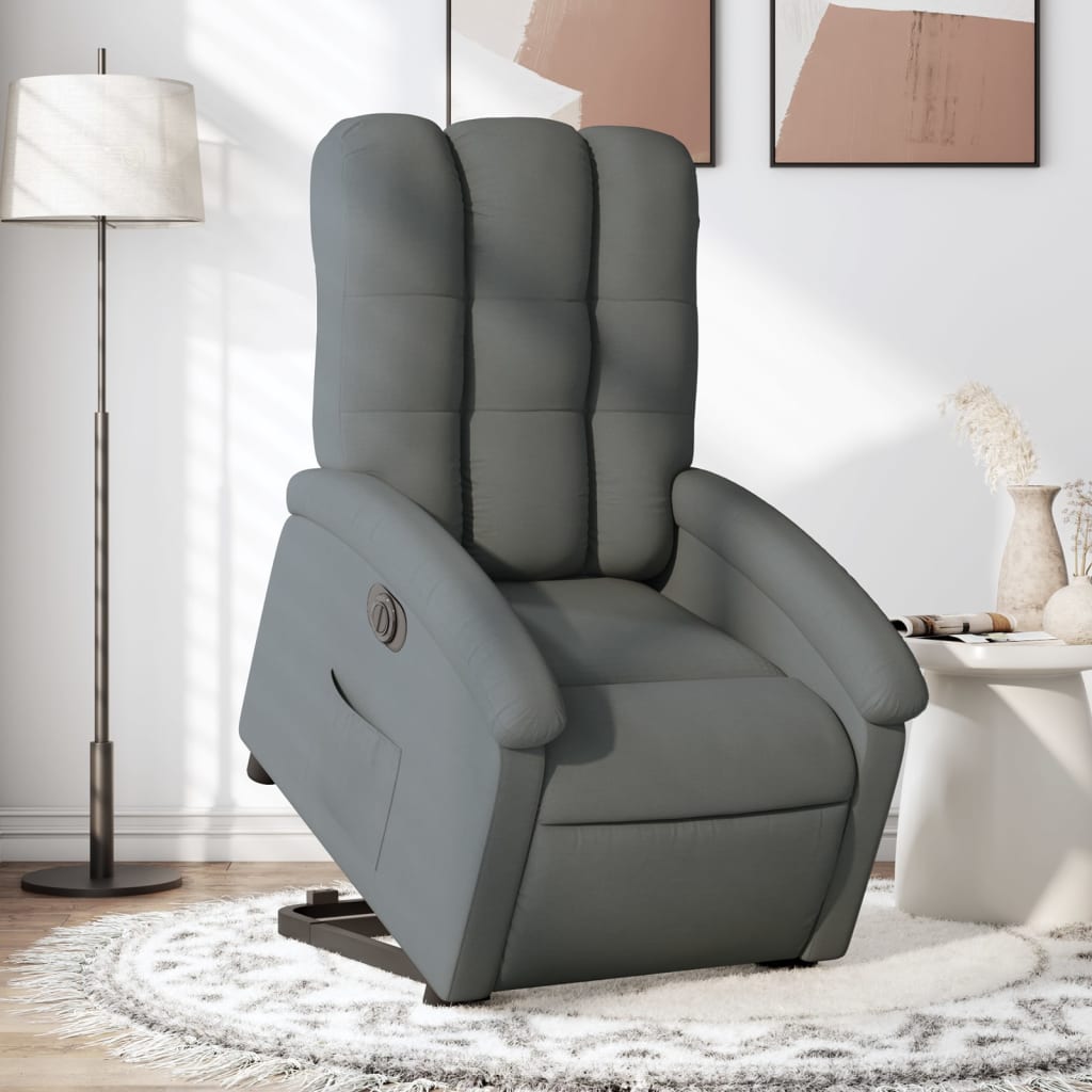 Electric Stand up Recliner Chair Dark Grey Fabric