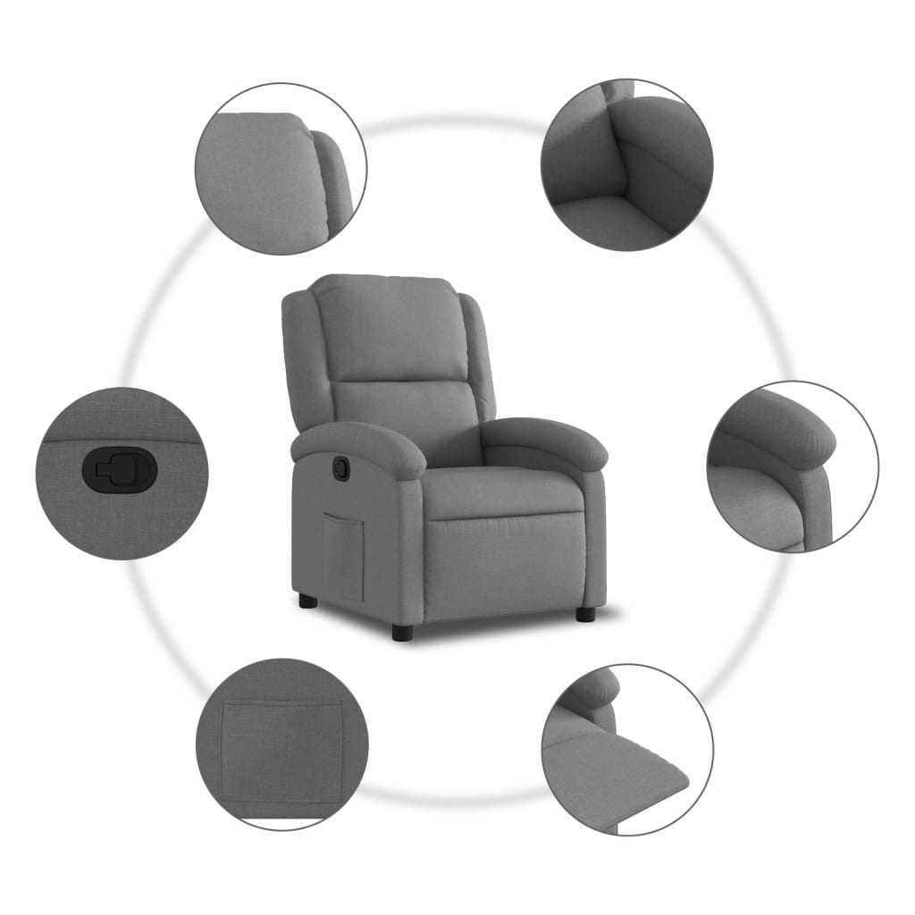 Recliner Chair Dark Grey Fabric