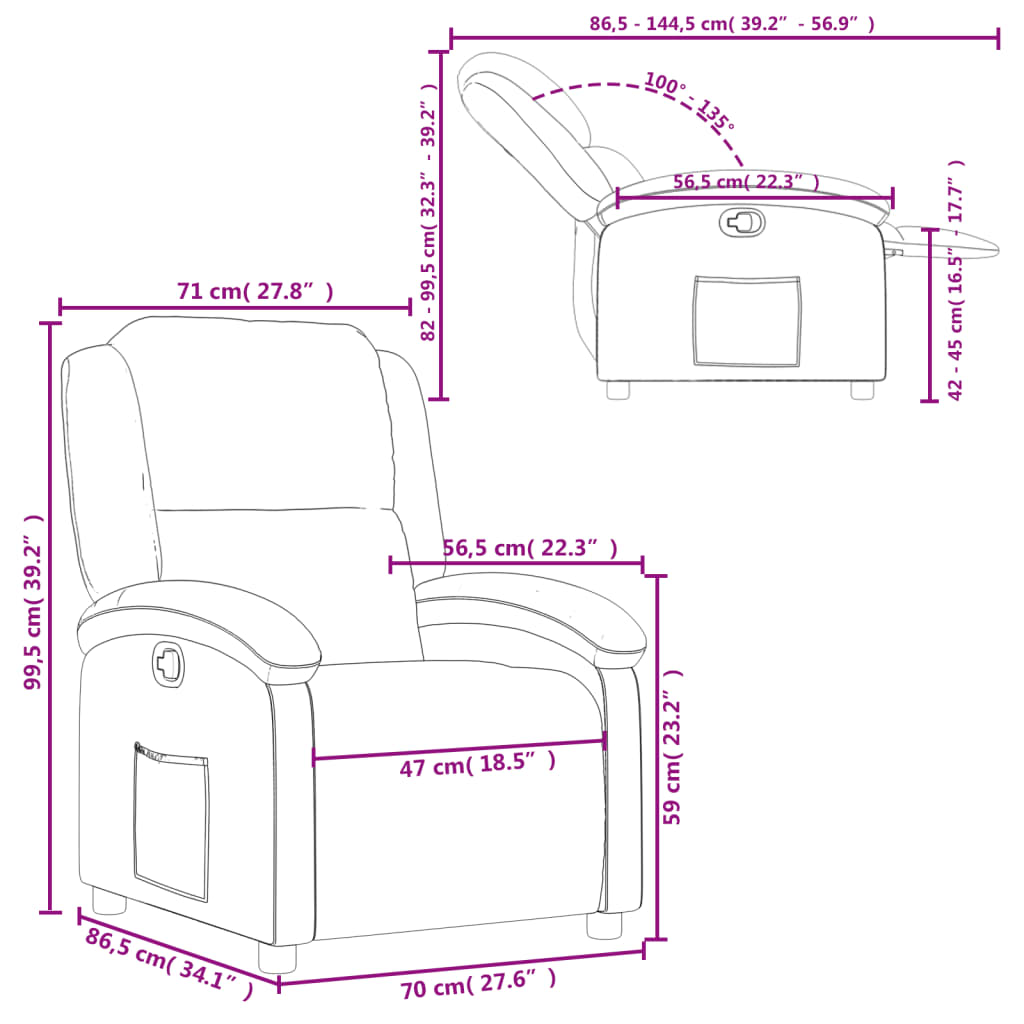 Recliner Chair Black Fabric