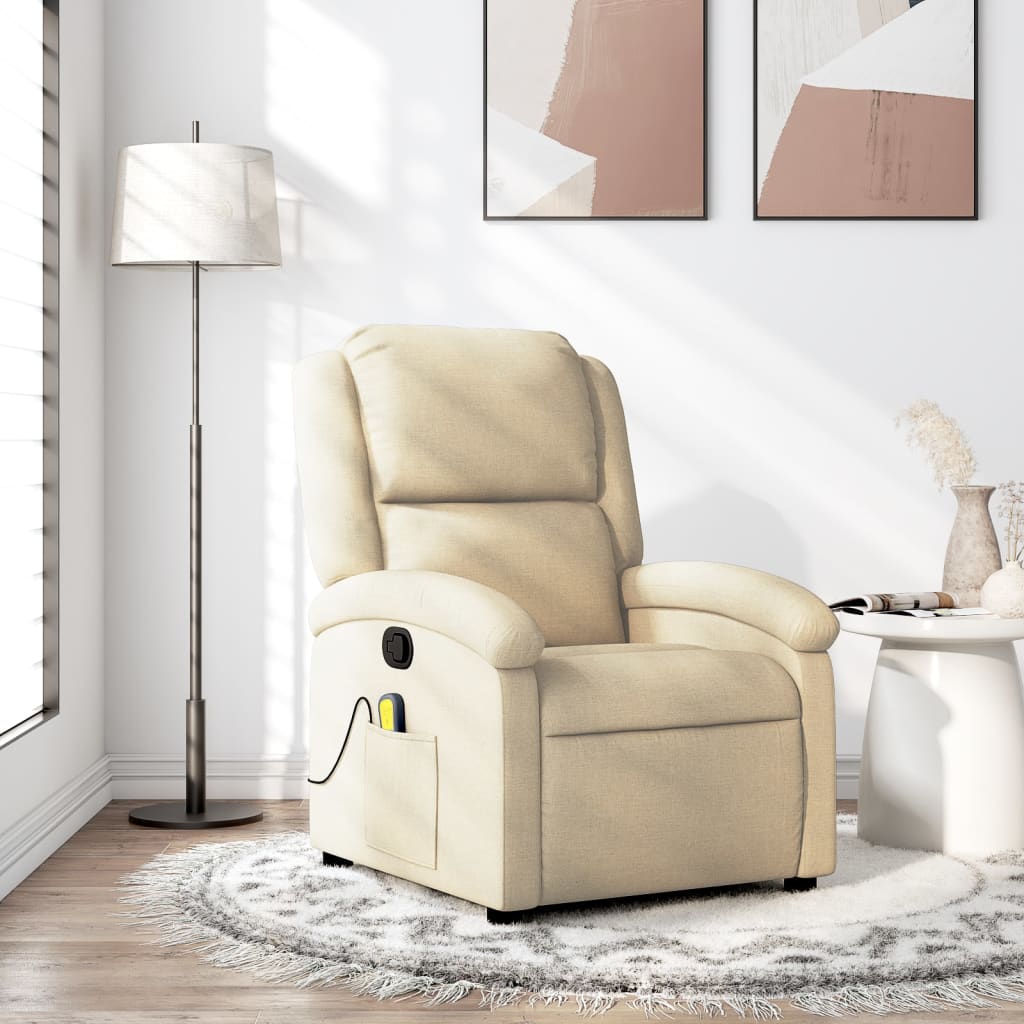 Massage Recliner Chair Cream Fabric