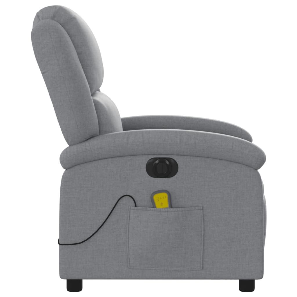 Electric Massage Recliner Chair Light Grey Fabric