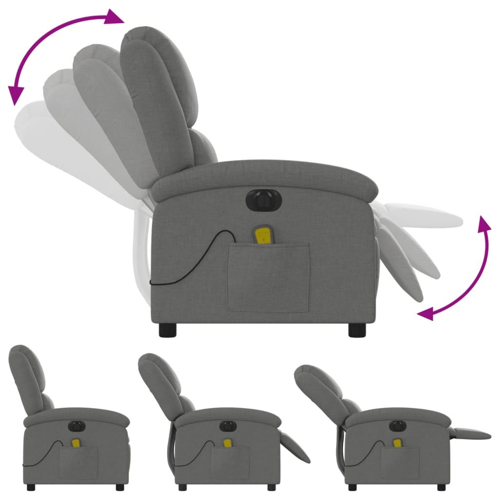 Electric Massage Recliner Chair Dark Grey Fabric