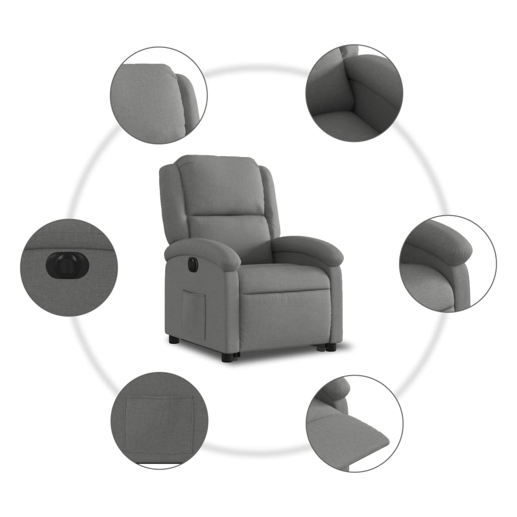 Electric Stand up Recliner Chair Dark Grey Fabric