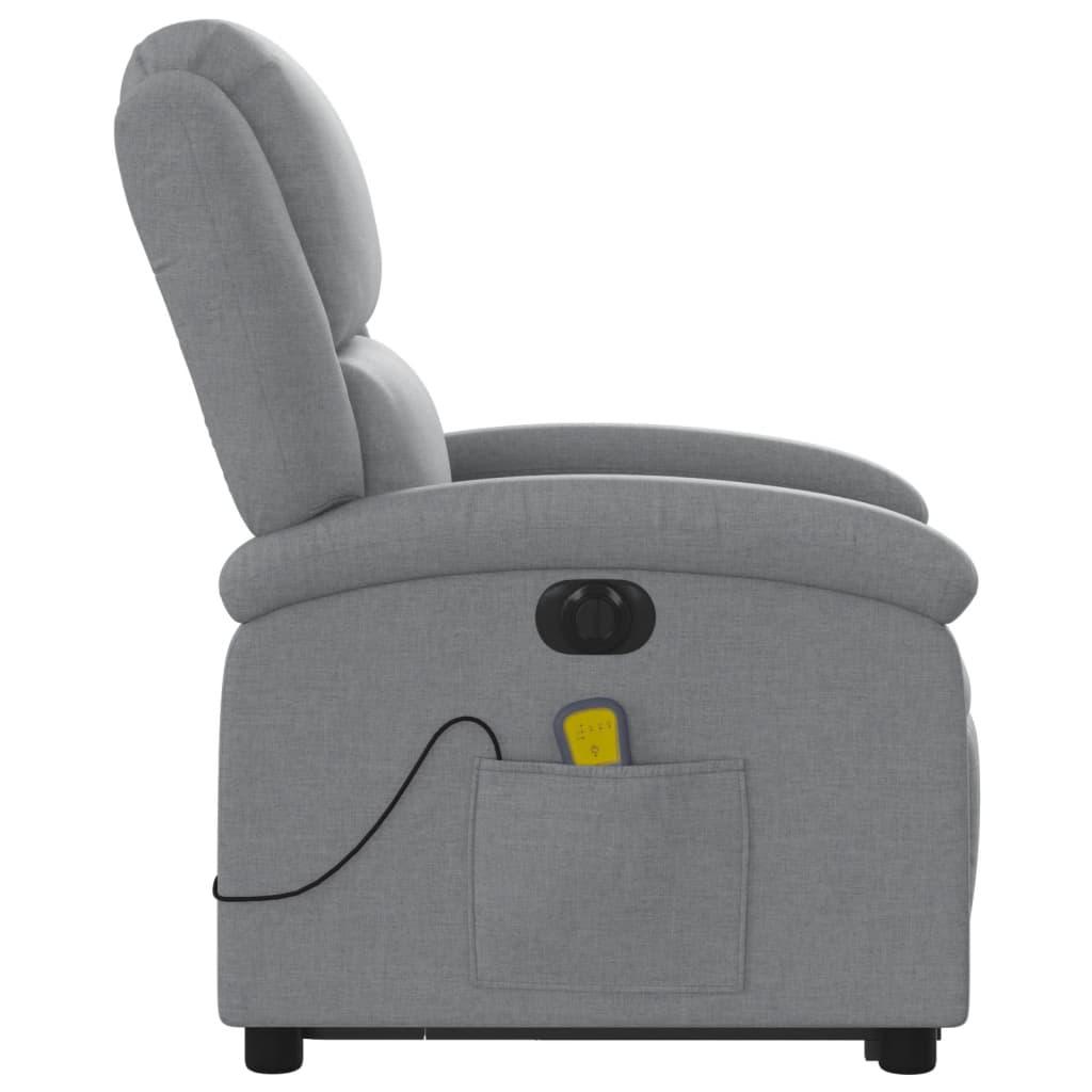 Electric Stand up Massage Recliner Chair Light Grey Fabric