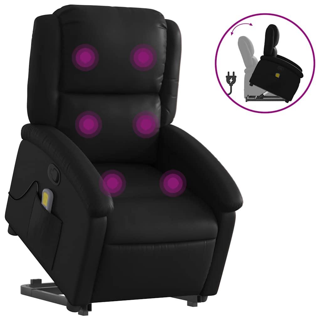Stand up Massage Recliner Chair Black Faux Leather