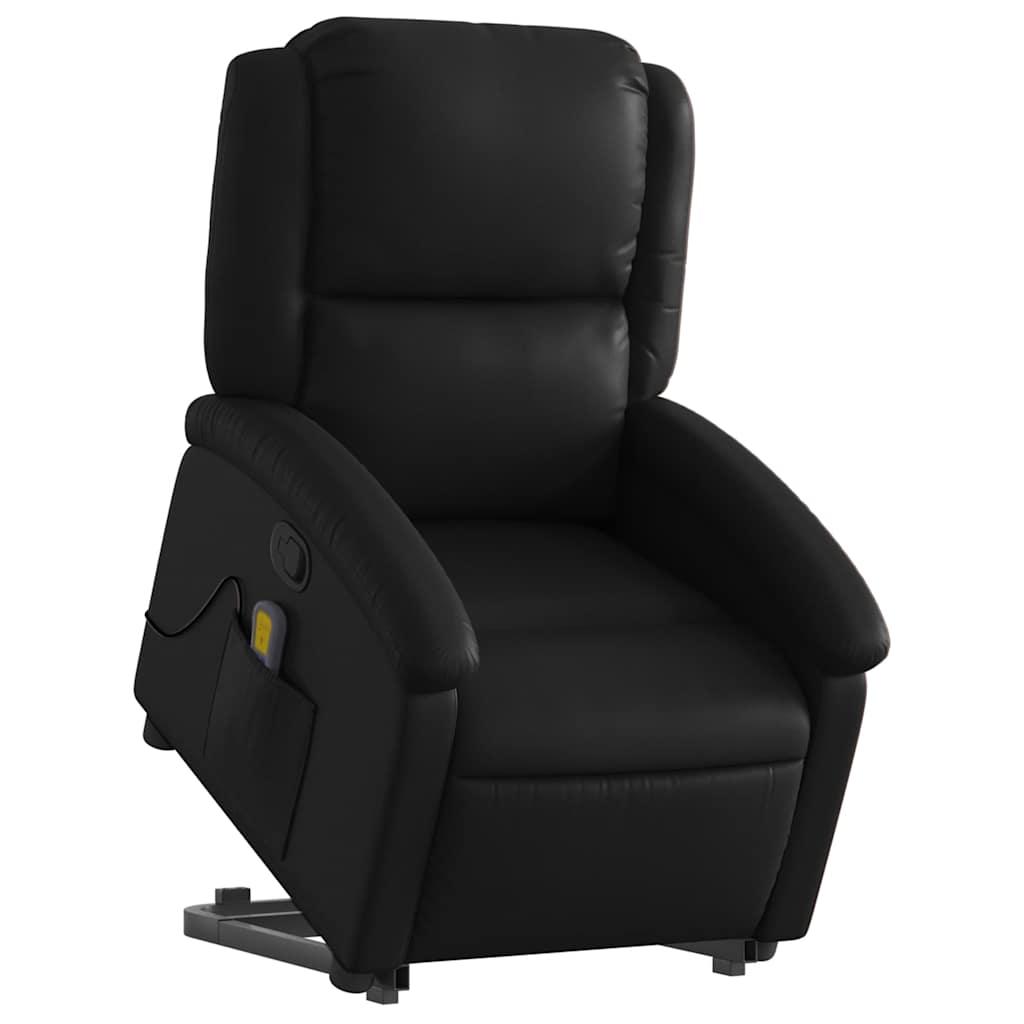 Stand up Massage Recliner Chair Black Faux Leather
