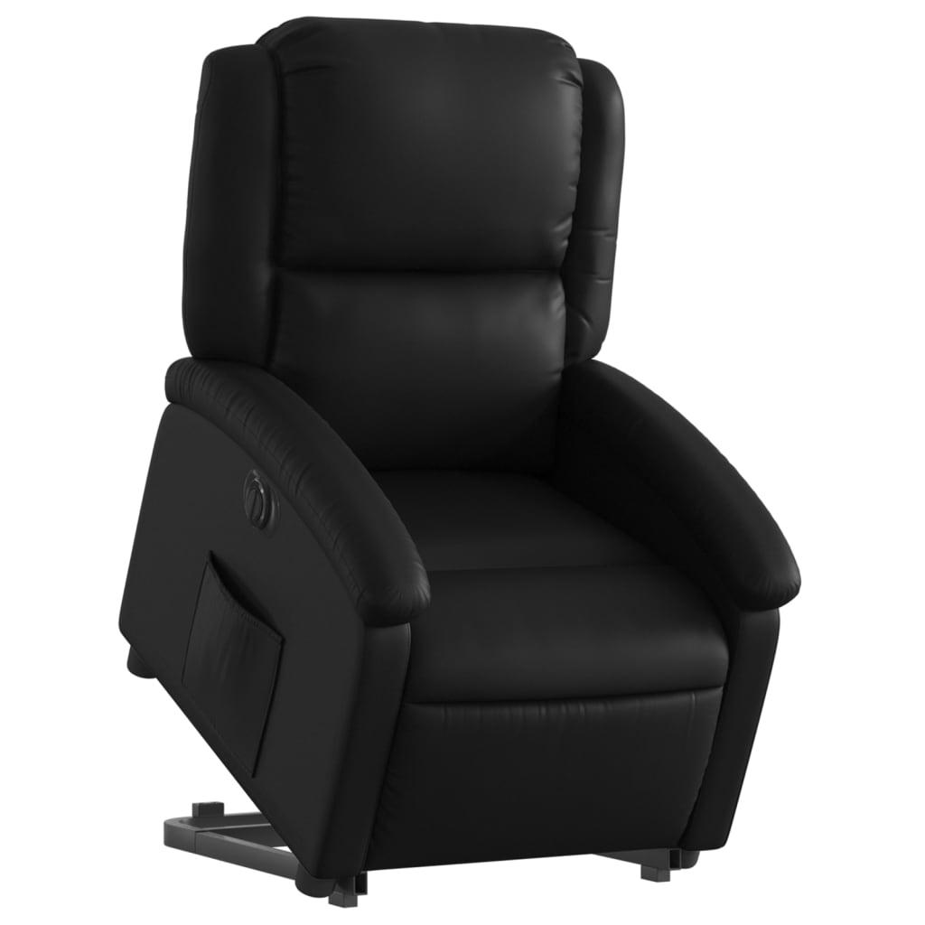 Electric Stand up Recliner Chair Black Faux Leather