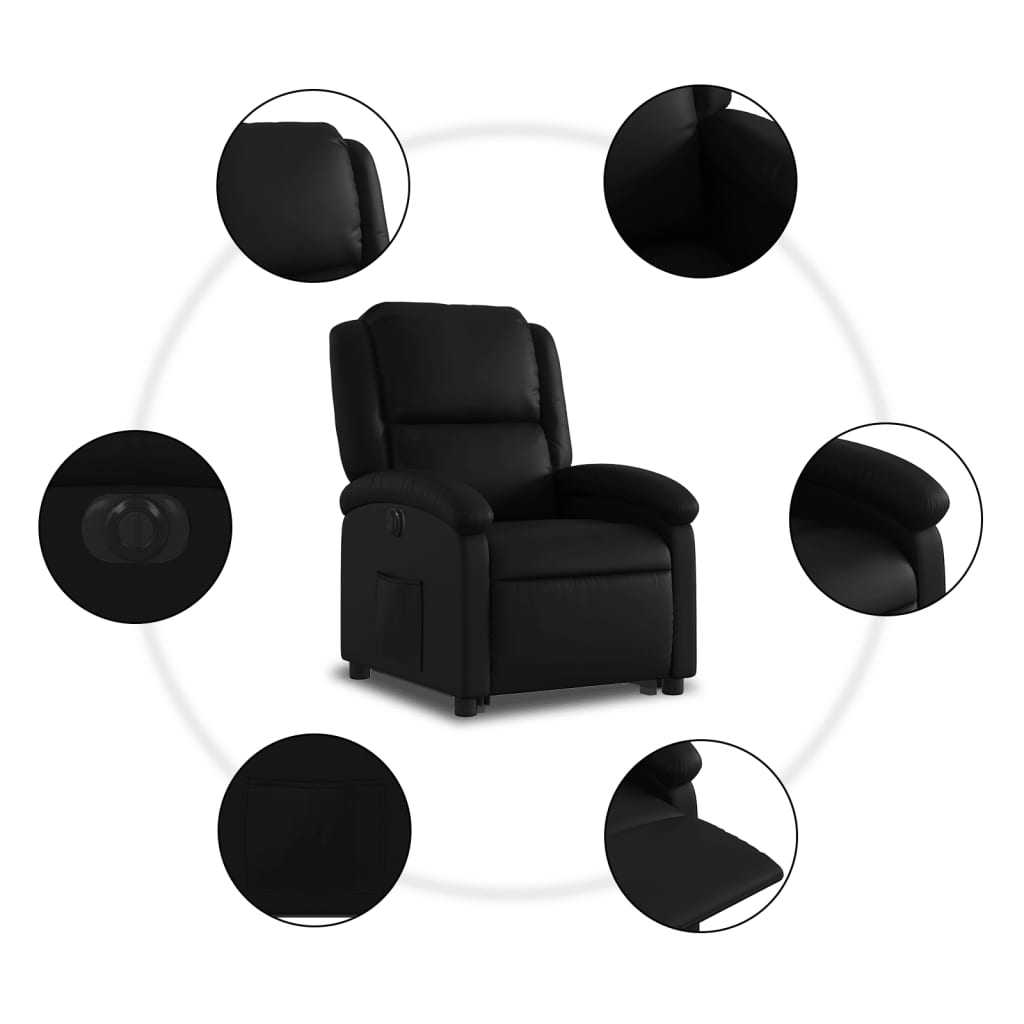 Electric Stand up Recliner Chair Black Faux Leather