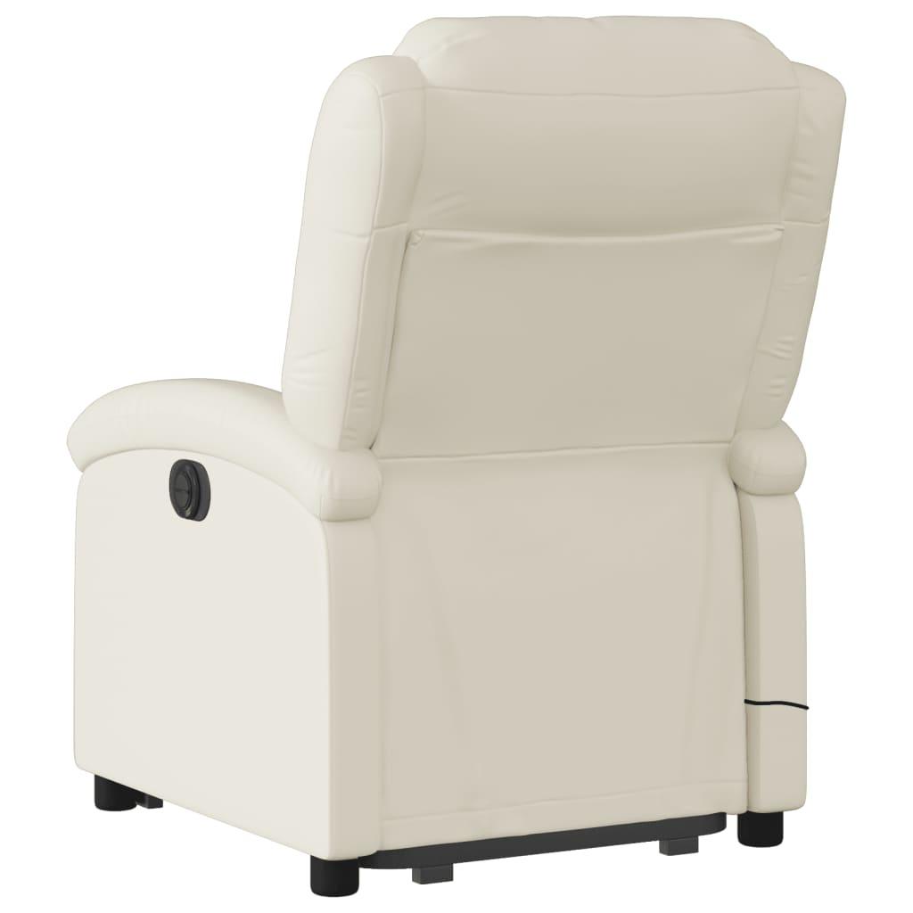 Electric Stand up Massage Recliner Chair Cream Faux Leather