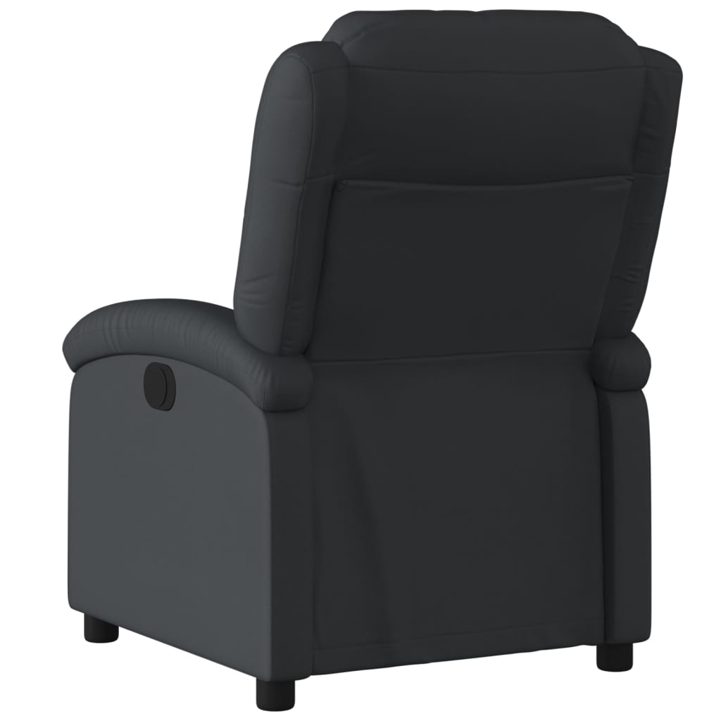 Electric Recliner Chair Black Real Leather