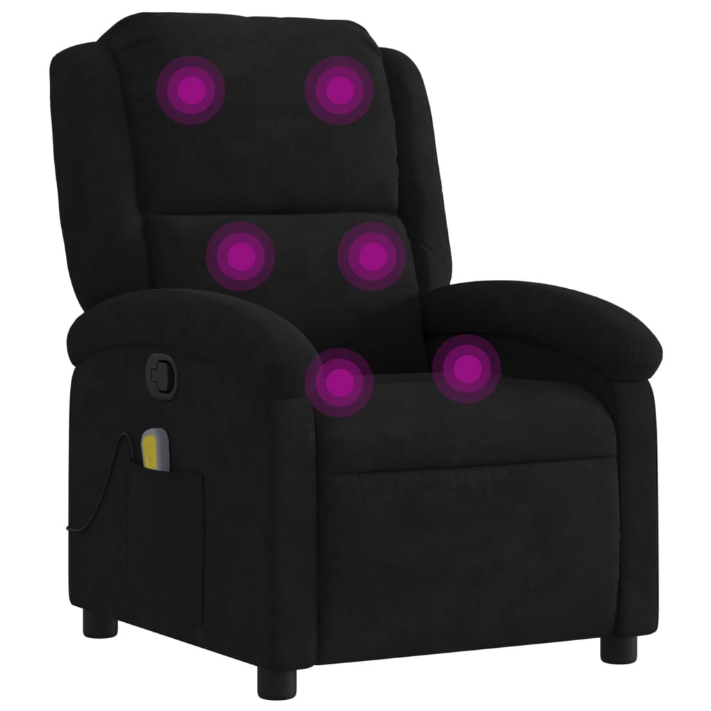 Massage Recliner Chair Black Velvet