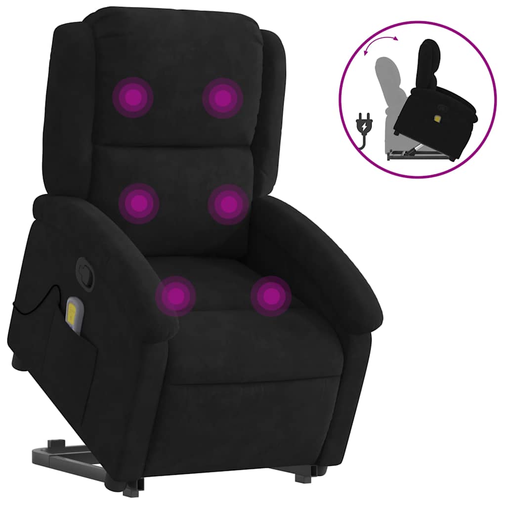 Stand up Massage Recliner Chair Black Velvet