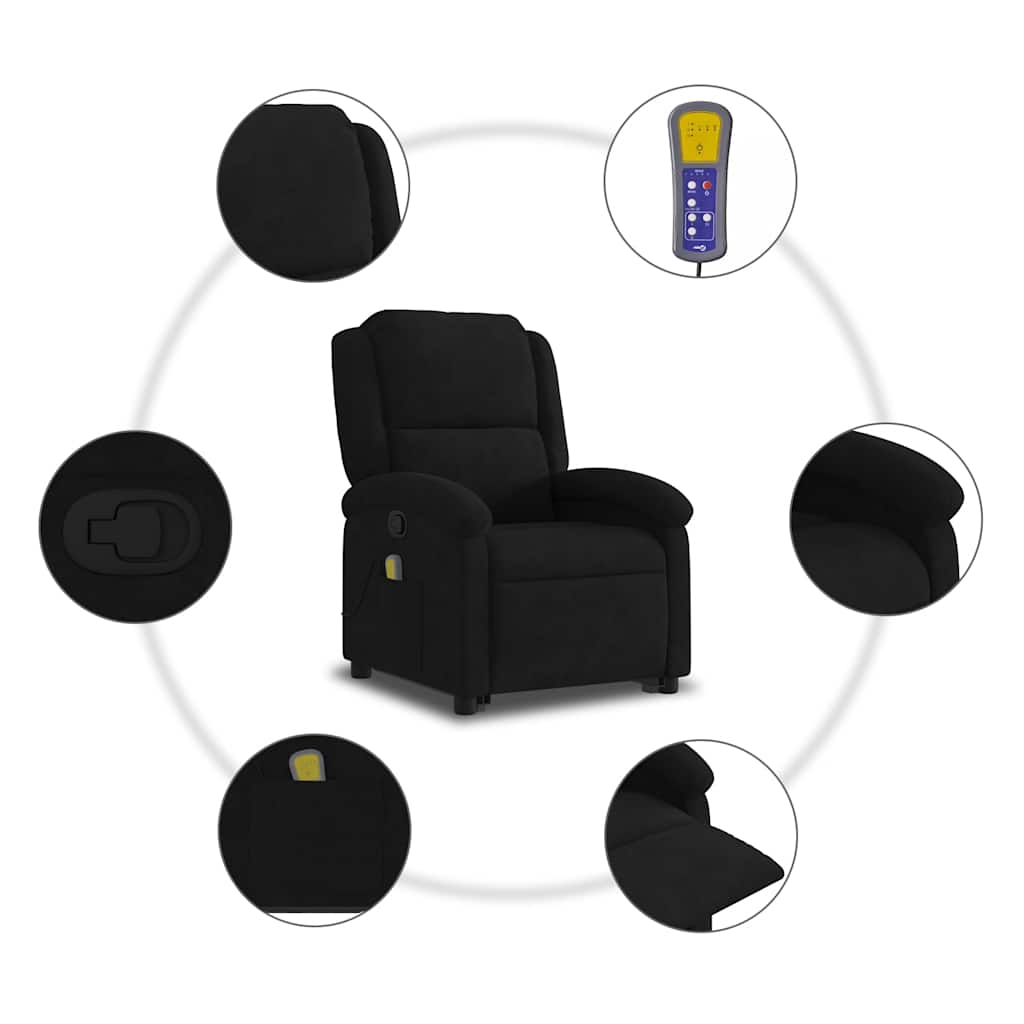Stand up Massage Recliner Chair Black Velvet
