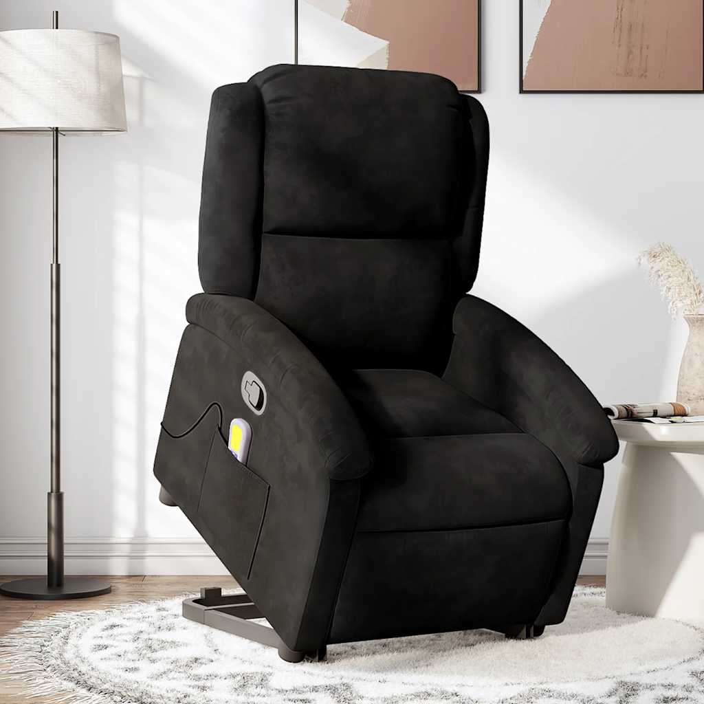 Stand up Massage Recliner Chair Black Velvet
