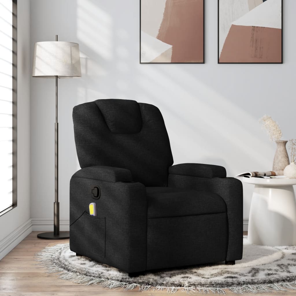 Massage Recliner Chair Black Fabric