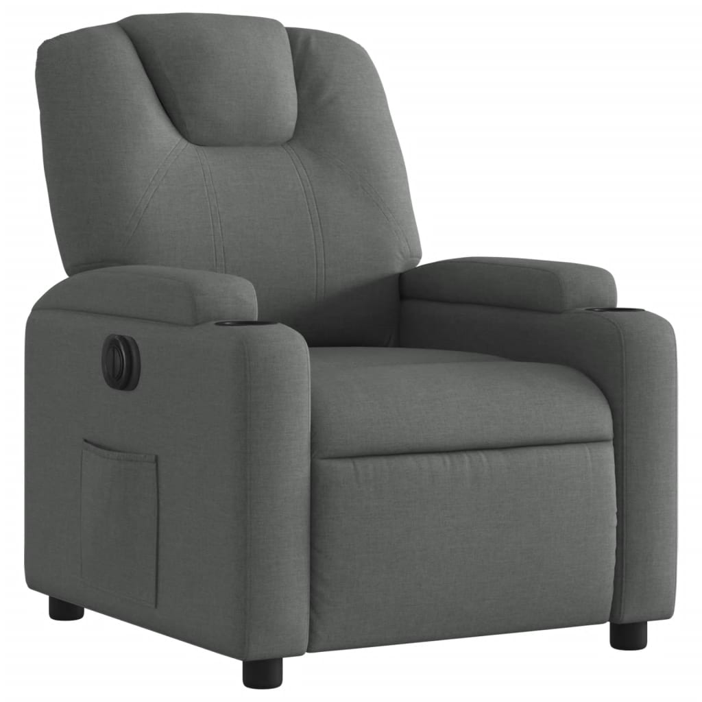 Electric Recliner Chair Dark Grey Fabric