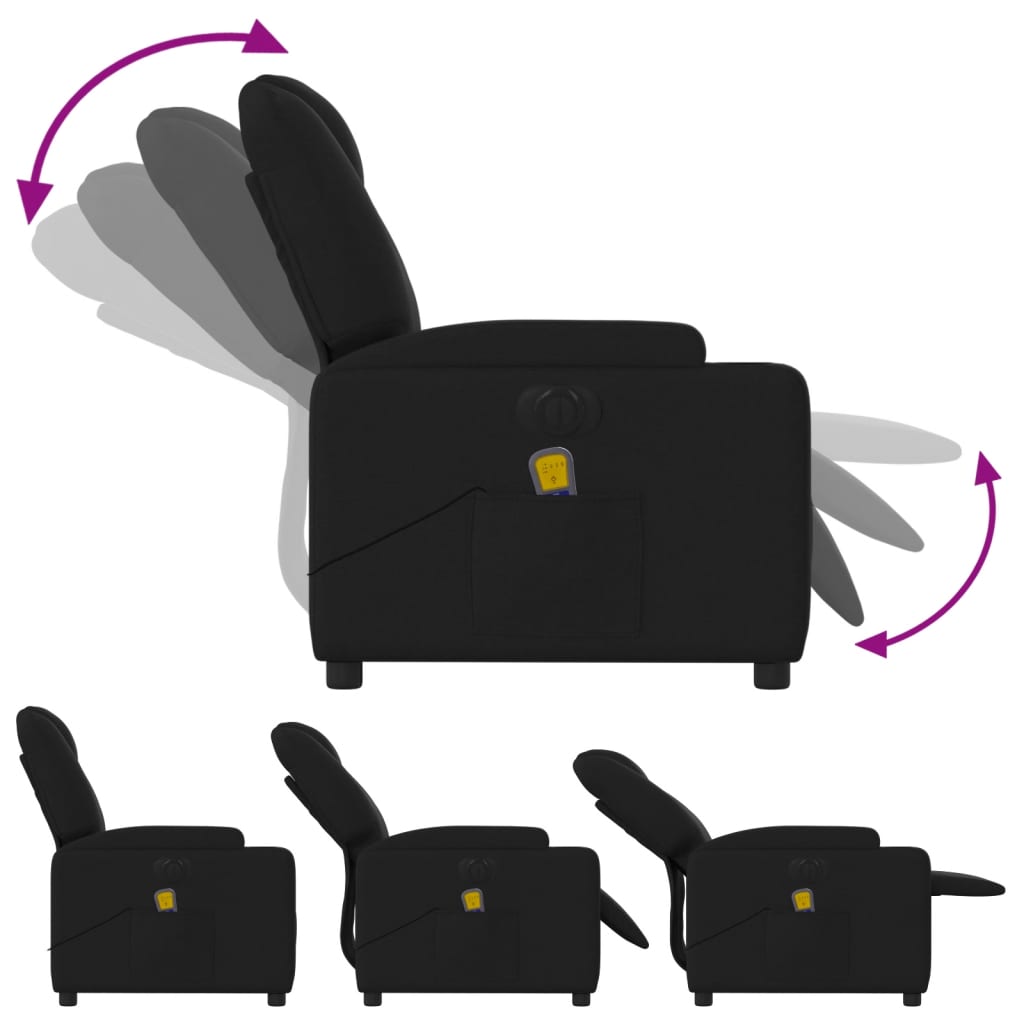 Electric Massage Recliner Chair Black Fabric
