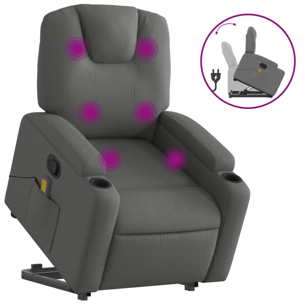 Stand up Massage Recliner Chair Dark Grey Fabric