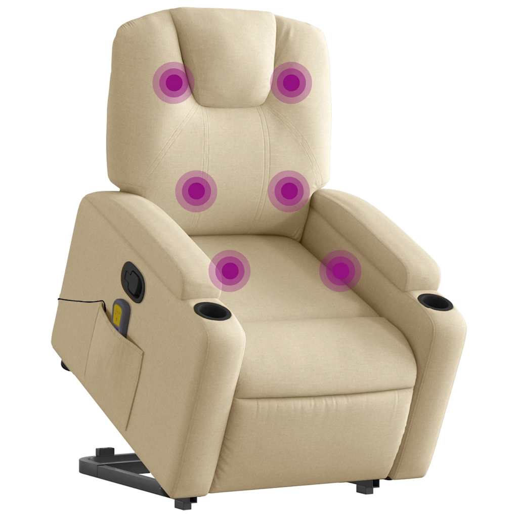 Stand up Massage Recliner Chair Cream Fabric