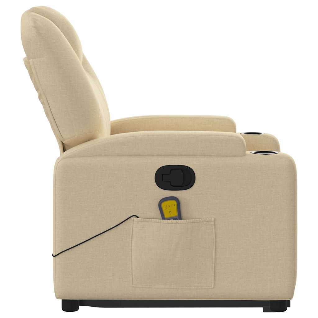 Stand up Massage Recliner Chair Cream Fabric