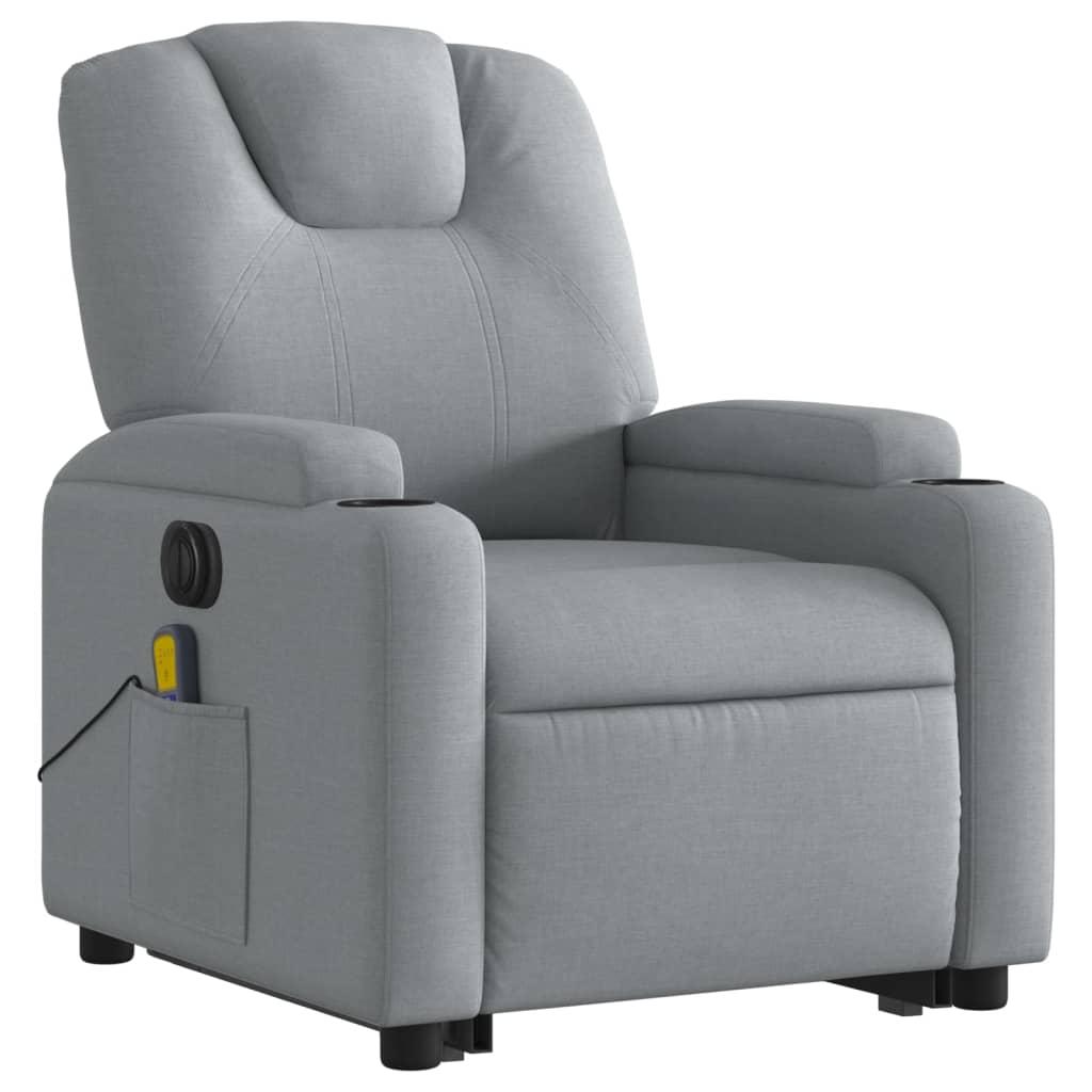 Electric Stand up Massage Recliner Chair Light Grey Fabric