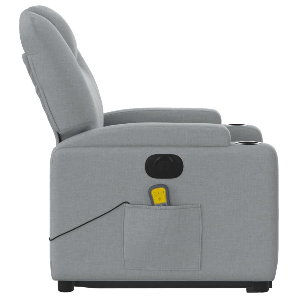 Electric Stand up Massage Recliner Chair Light Grey Fabric
