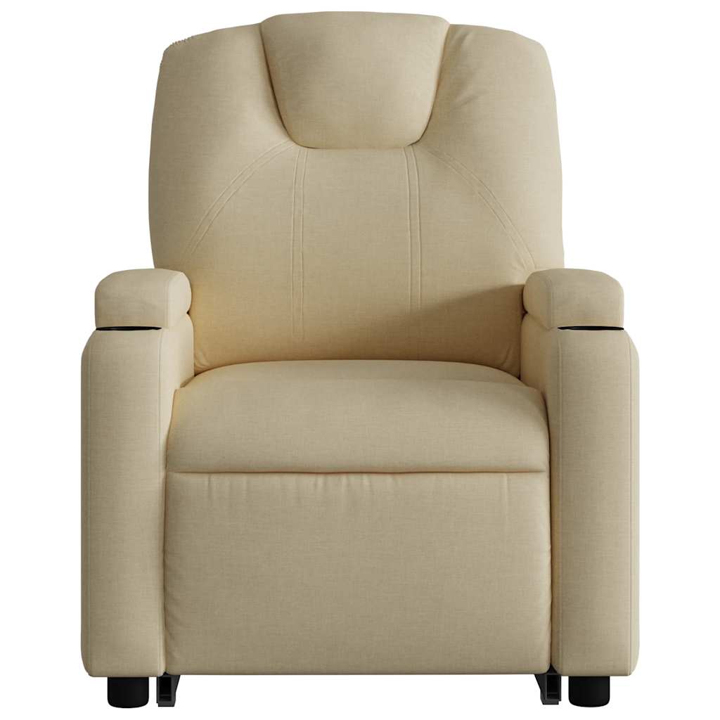 Electric Stand up Massage Recliner Chair Cream Fabric