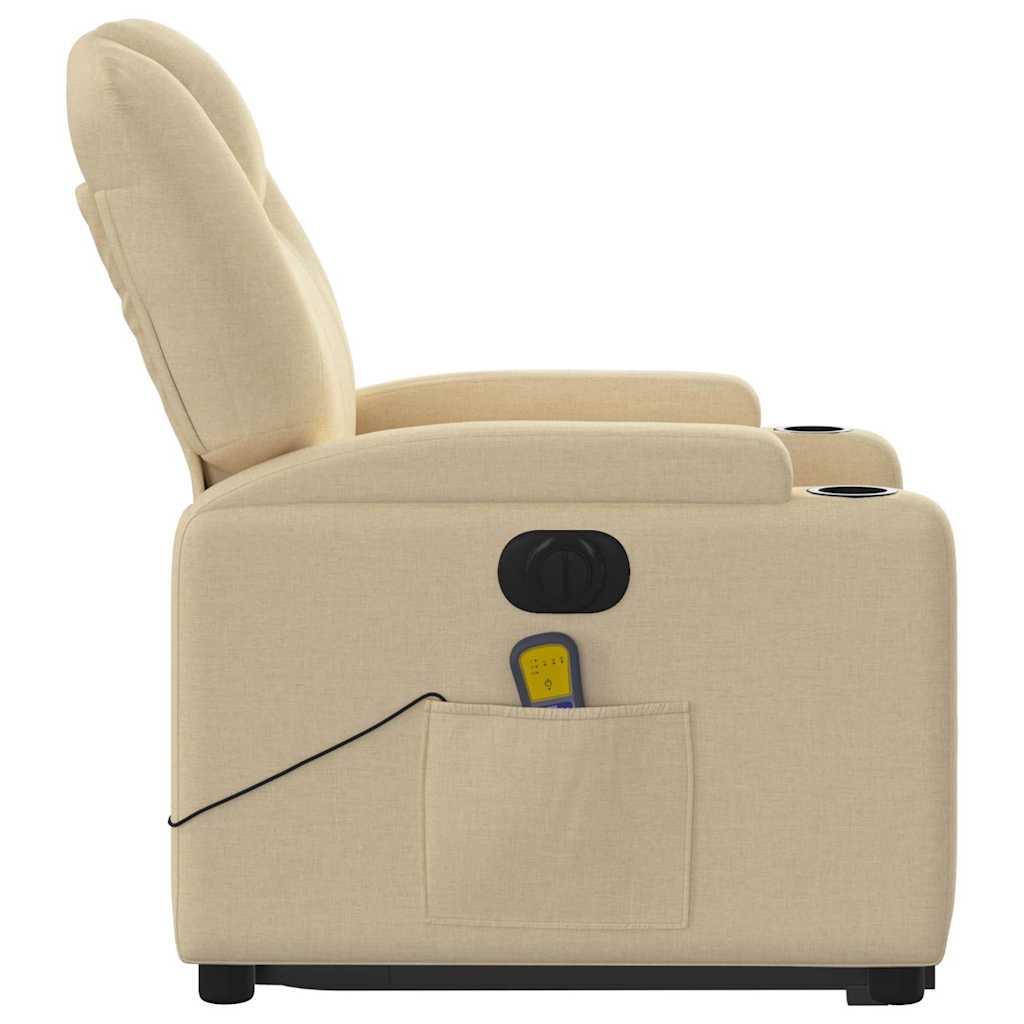 Electric Stand up Massage Recliner Chair Cream Fabric