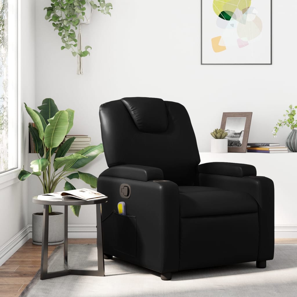 Massage Recliner Chair Black Faux Leather