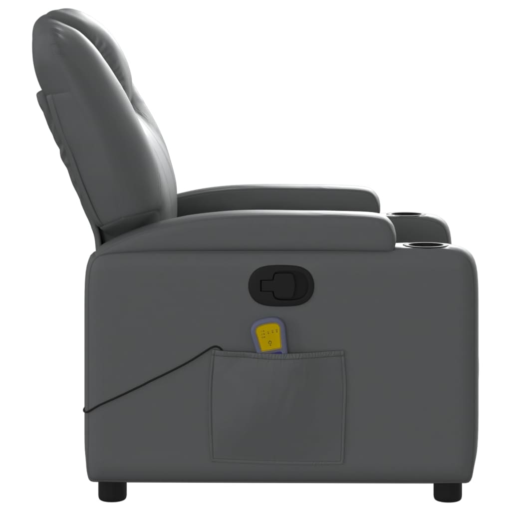 Massage Recliner Chair Grey Faux Leather