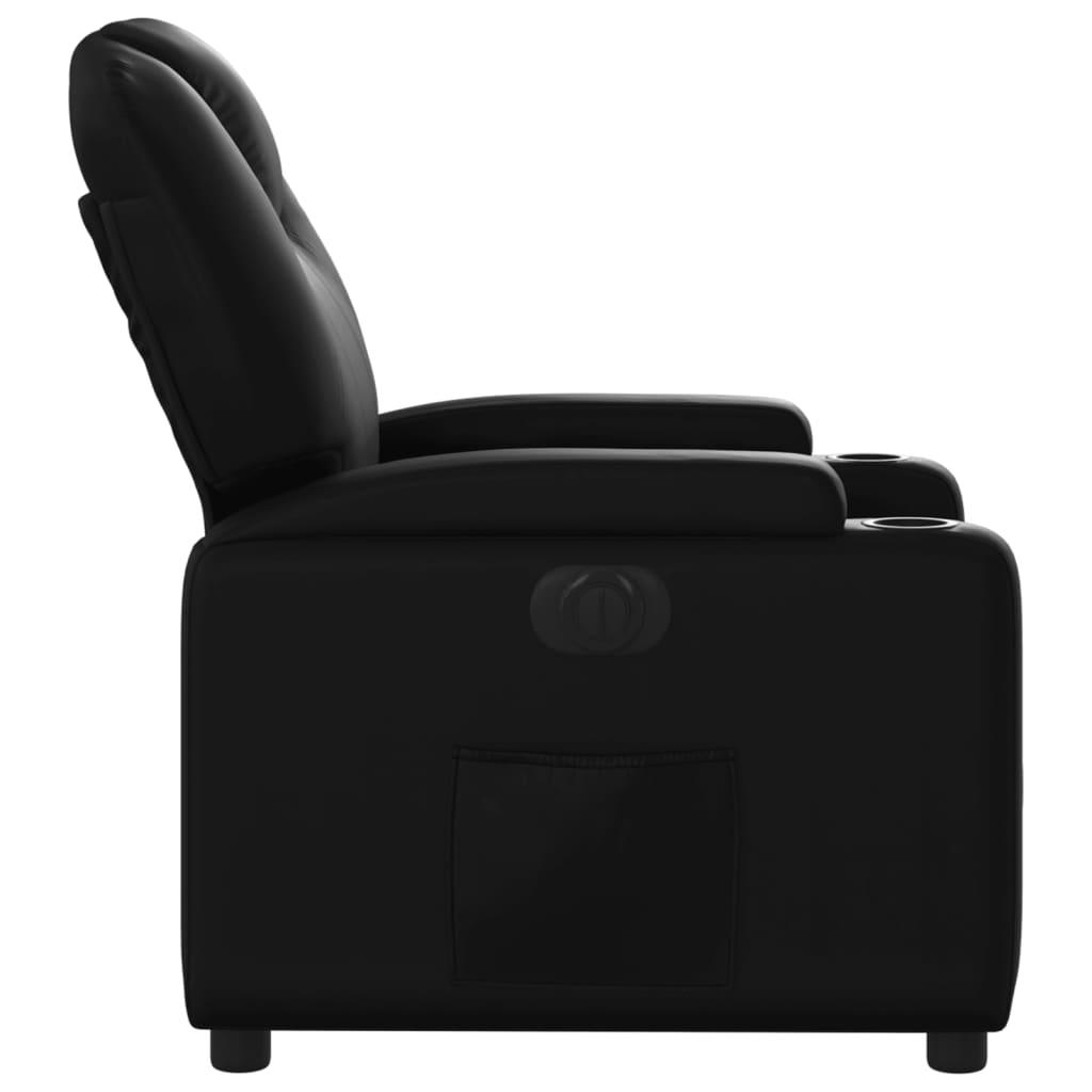 Electric Recliner Chair Black Faux Leather