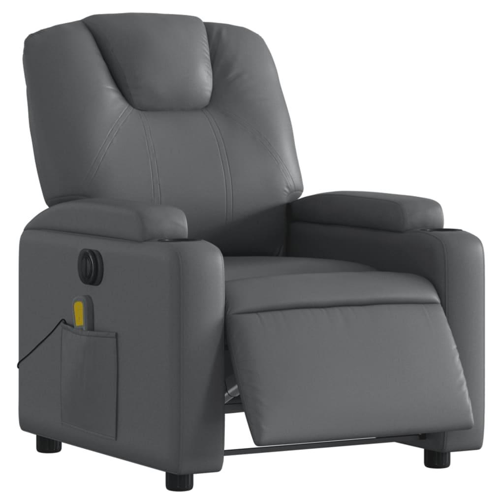 Electric Massage Recliner Chair Grey Faux Leather