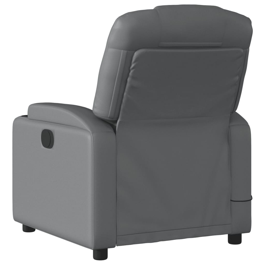 Electric Massage Recliner Chair Grey Faux Leather