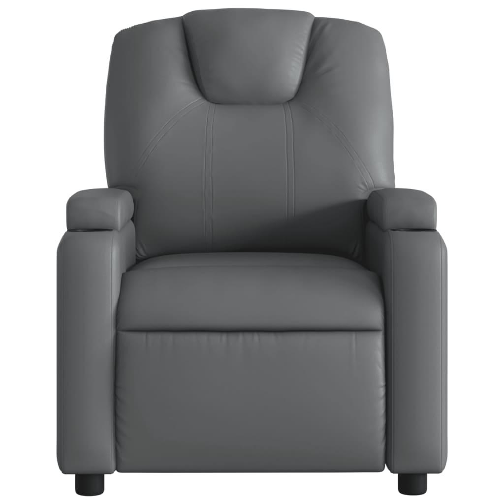 Electric Massage Recliner Chair Grey Faux Leather
