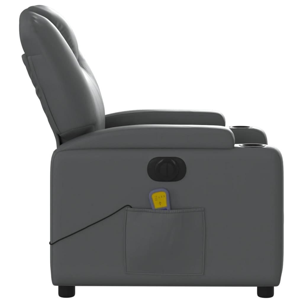 Electric Massage Recliner Chair Grey Faux Leather