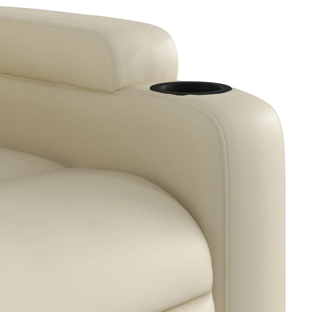 Stand up Massage Recliner Chair Cream Faux Leather