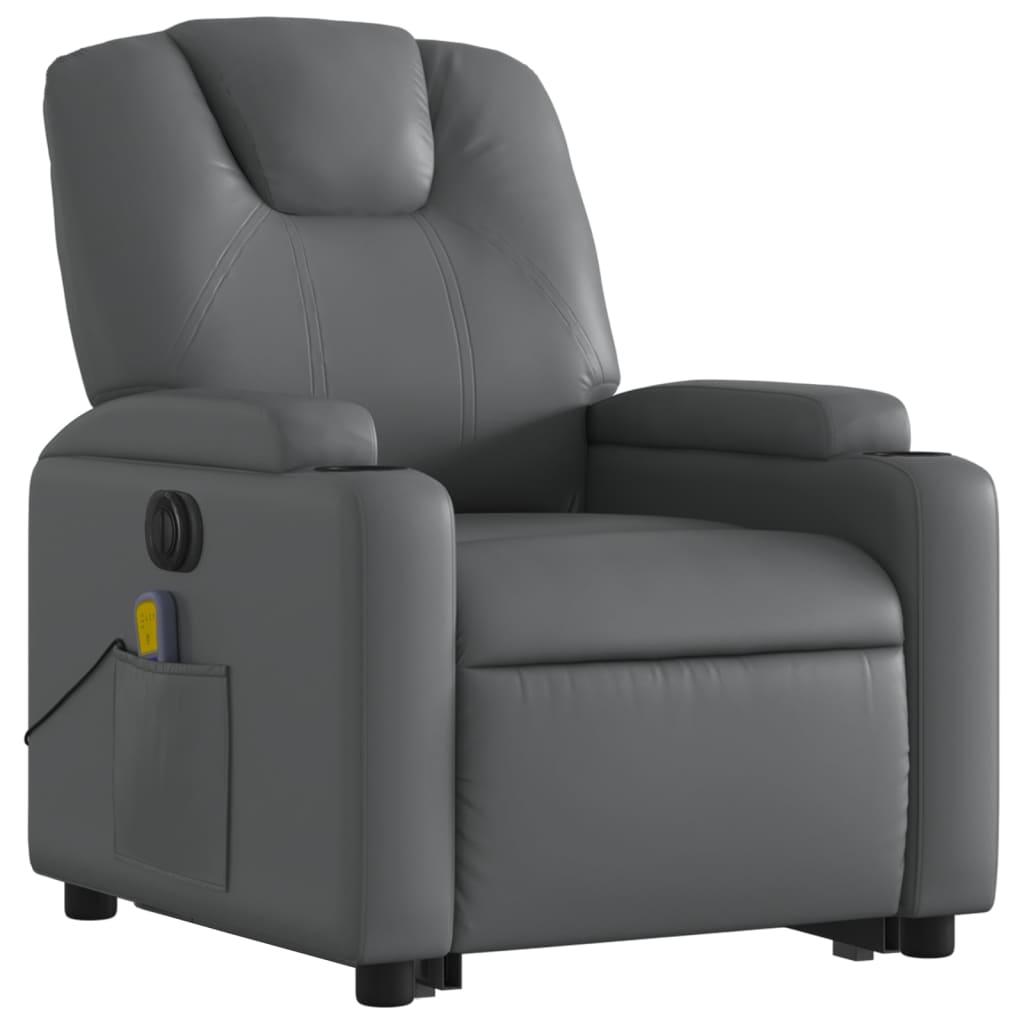 Electric Stand up Massage Recliner Chair Grey Faux Leather