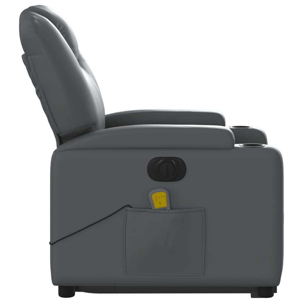 Electric Stand up Massage Recliner Chair Grey Faux Leather