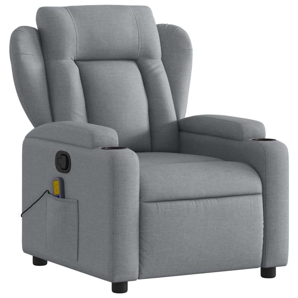 Massage Recliner Chair Light Grey Fabric