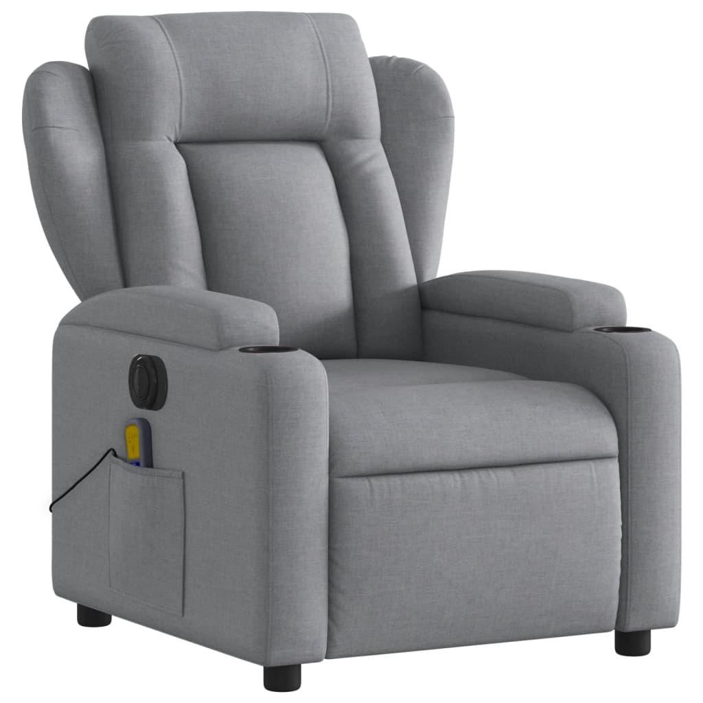Electric Massage Recliner Chair Light Grey Fabric