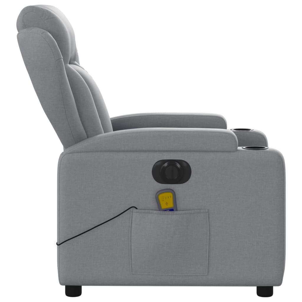 Electric Massage Recliner Chair Light Grey Fabric