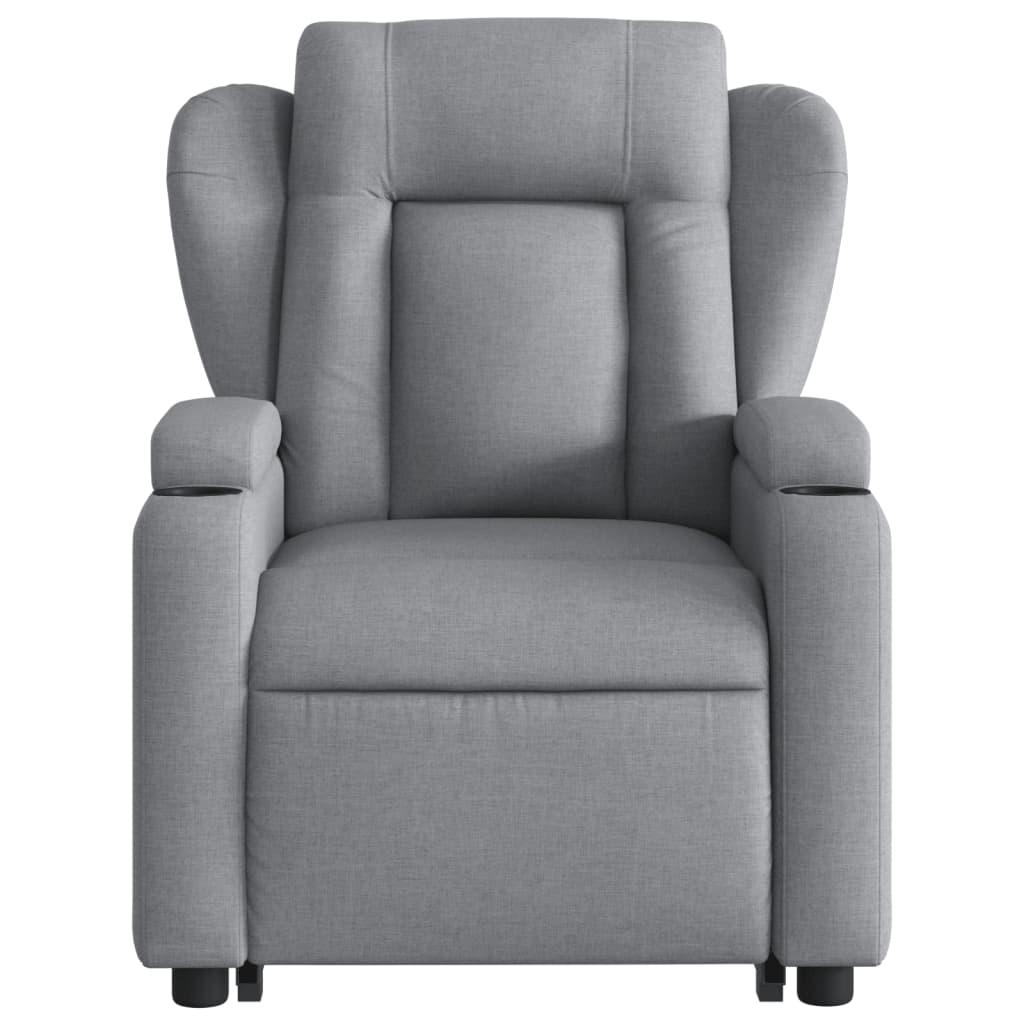 Stand up Massage Recliner Chair Light Grey Fabric