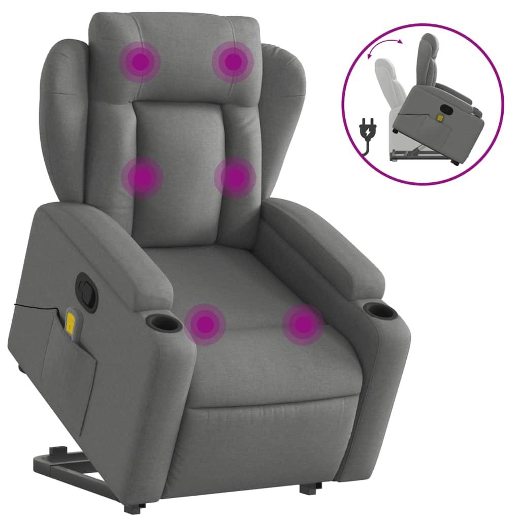 Stand up Massage Recliner Chair Dark Grey Fabric